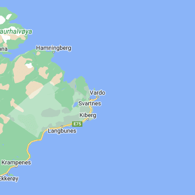 Map showing location of Vardø (70.370480, 31.110660)