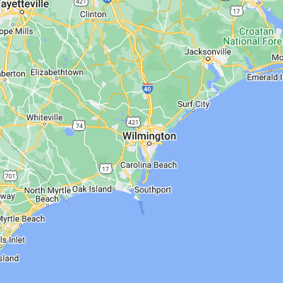 Map showing location of Wilmington (34.225730, -77.944710)