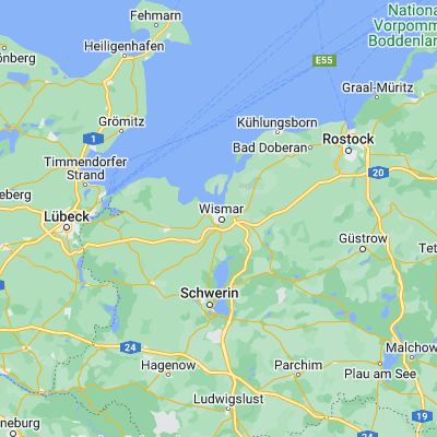 Map showing location of Wismar (53.893140, 11.452860)