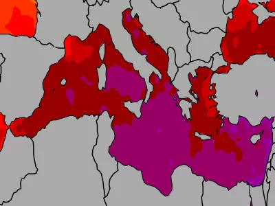 Mediterranean temperature map