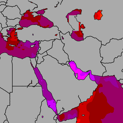 Today Middle East sea temperatures