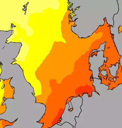 North Sea temperature map