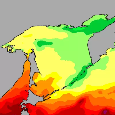 Okhotsk Sea temperature map