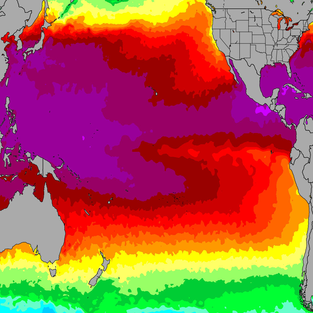 Pacific Ocean Water Temperature Map   Pacific Ocean 