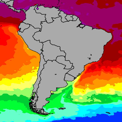 Today South America sea temperatures